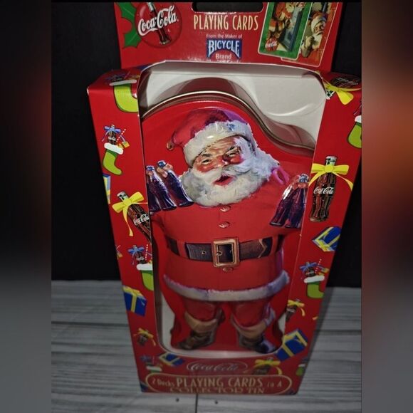 New Coca-Cola Playing Cards 2 Sealed Bicycle Decks Collector Tin Santa Claus - Picture 5 of 9